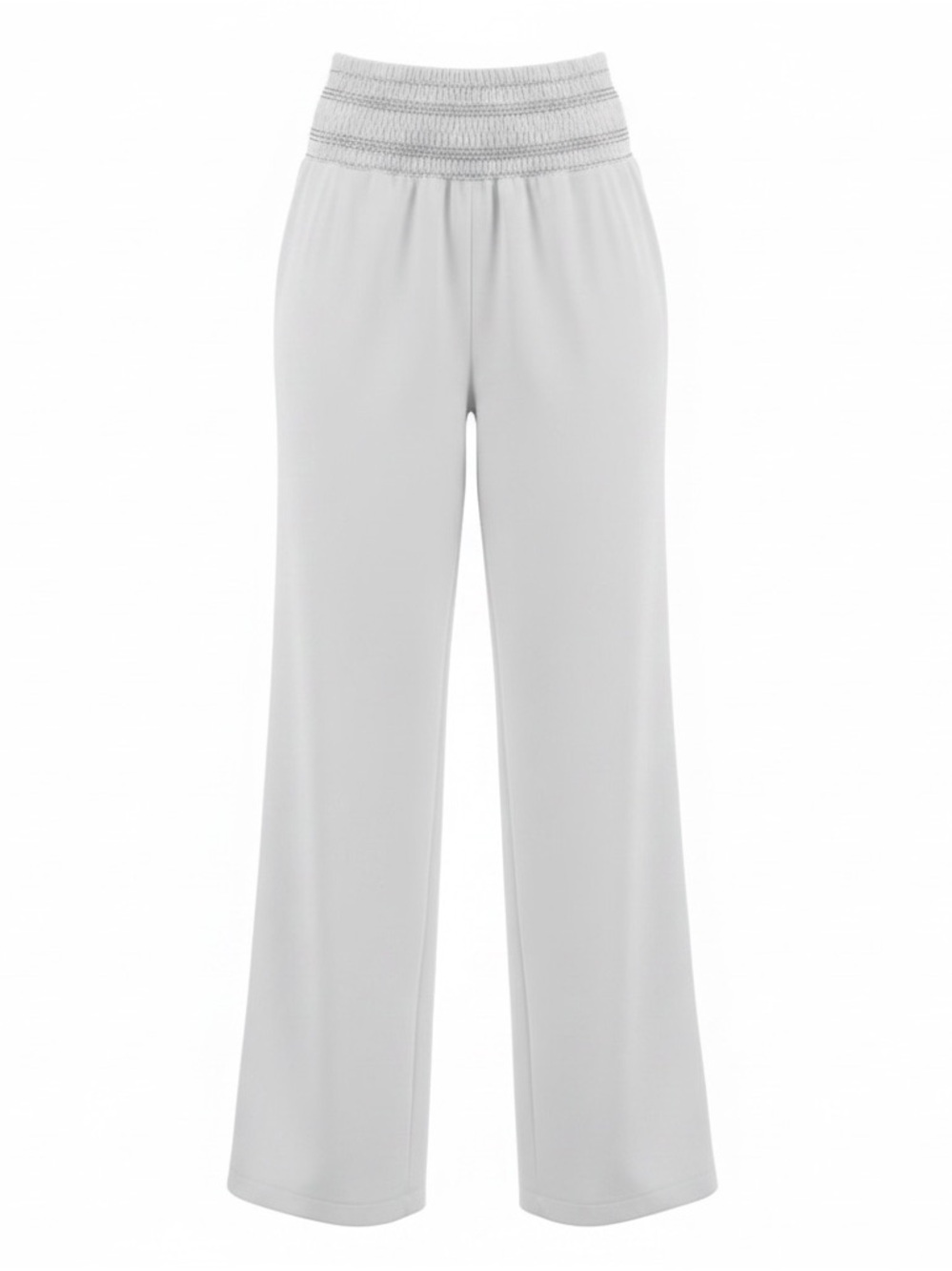 Streetwear Society Cream Smocked-Waist Wide Leg Jumpsuit Pants
